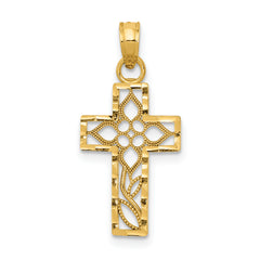 14k Diamond-cut Filigree Cross Pendant