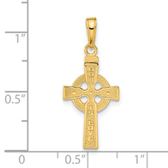 14K Gold Reversible Celtic Cross Pendant with Engraved God Is Love