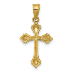 14K Gold Diamond-Cut Passion Cross Charm Elegant, Solid Design