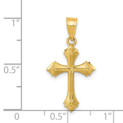 14K Gold Diamond-Cut Passion Cross Charm Elegant, Solid Design