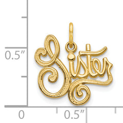 14K Gold Sister Charm Pendant with Flat Back Design Elegant Gift