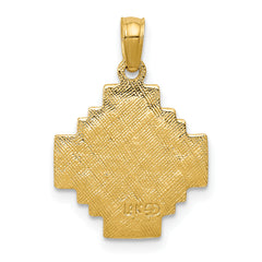 14K Gold Jerusalem Cross Pendant with Polished & Textured Finish