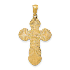 14K Gold Satin Crucifix Pendant with Polished Solid Design Elegant & Timeless