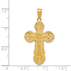 14K Gold Satin Crucifix Pendant with Polished Solid Design Elegant & Timeless