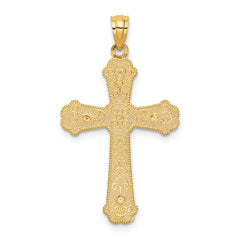 14K Two-Tone Gold Hearts Cross Pendant Elegant, Casted Design