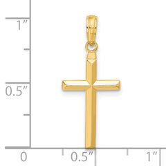 14K Gold Reversible Latin Cross Pendant Solid, Casted Design, 28mm Length