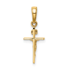 14K Gold INRI Crucifix Pendant with Polished Finish Solid and Elegant