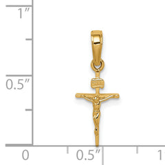 14K Gold INRI Crucifix Pendant with Polished Finish Solid and Elegant