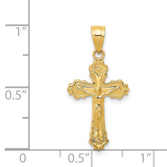 14K Gold Small Crucifix Charm Pendant Solid, Casted, Elegant Design