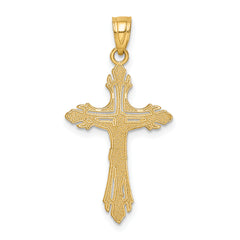 14K Gold Diamond-Cut Crucifix Pendant with Solid Cast Design