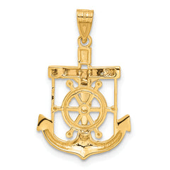 14K Tri-Color Gold Mariner's Cross Pendant with Textured Diamond-Cut Finish
