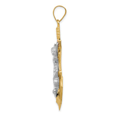 14K Tri-Color Gold Mariner's Cross Pendant with Diamond-Cut Texture