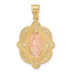 14K Two-Tone Gold Virgin Mary Pendant with Polished Finish