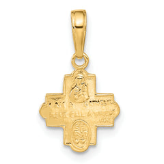 14K Gold Miniature Four-Way Medal Pendant with Polished Finish
