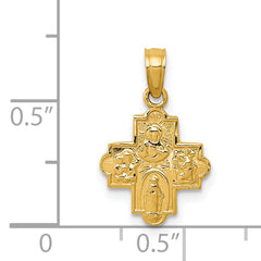 14K Gold Miniature Four-Way Medal Pendant with Polished Finish