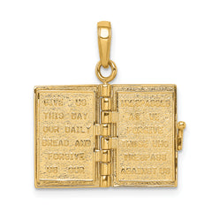 14K Gold 3D Lord's Prayer Bible Pendant Solid, Casted Design
