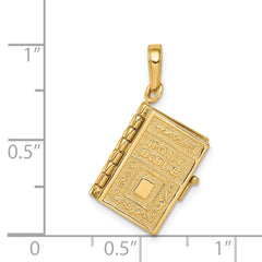 14K Gold 3D Lord's Prayer Bible Pendant Solid, Casted Design