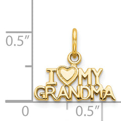 14K Gold I Heart My Grandma Charm Gift Ready, Flat Back Design