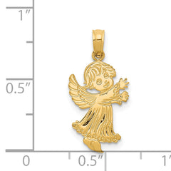 14K Gold Angel Pendant, Solid Casted Design, Elegant and Gift Ready