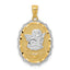 Angel Scalloped Oval Pendant in 14K Two-Tone Gold, 26mm - Sophia Jewelers