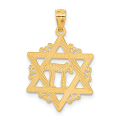 14K Gold Star of David Pendant with Rhodium Plating Solid & Elegant Design