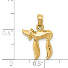 14K Gold Chai Pendant with Polished Finish, Solid and Elegant Design