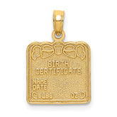 14k BIRTH CERTIFICATE Charm