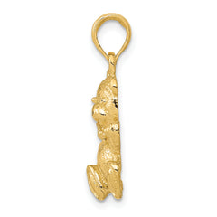 14K Gold Teddy Bear Pendant with Solid Concave Design