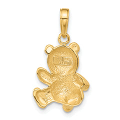 14K Gold Teddy Bear Pendant with Solid Concave Design
