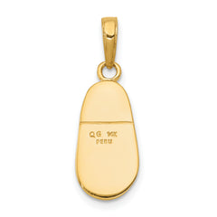 14K Gold 3D Baby Shoe Pendant with Bow Elegant Casted Charm.
