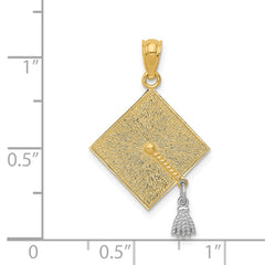 14K Gold 3D Graduation Cap Pendant with Movable Tassel Elegant Gift Ready