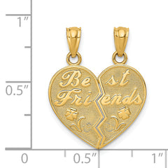 14K Gold Best Friends Heart Pendant Set with Polished Finish