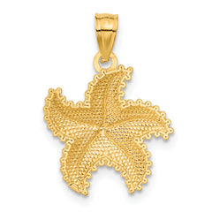 14K Gold Diamond-Cut Starfish Pendant for Men Solid Cast Design