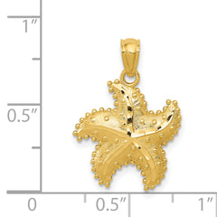 14K Gold Diamond-Cut Starfish Pendant for Men Solid Cast Design
