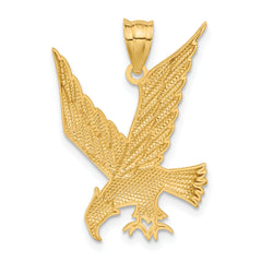 14K Gold Polished Diamond-Cut Eagle Pendant for Men Bold and Textured Design
