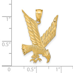 14K Gold Polished Diamond-Cut Eagle Pendant for Men Bold and Textured Design