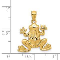 14K Gold Polished Frog Pendant for Men Solid & Themed Design