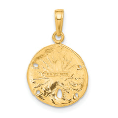14K Gold Sand Dollar Pendant for Men with Polished Finish