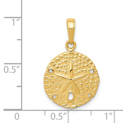 14K Gold Sand Dollar Pendant for Men with Polished Finish