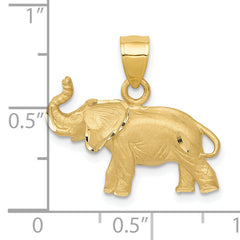 14K Gold Diamond-Cut Elephant Pendant for Men Solid Cast Design