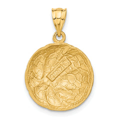 14K Gold Men's Basketball Charm with Polished Brushed Finish Solid, Textured Design