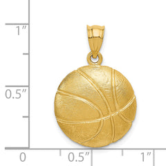 14K Gold Men's Basketball Charm with Polished Brushed Finish Solid, Textured Design
