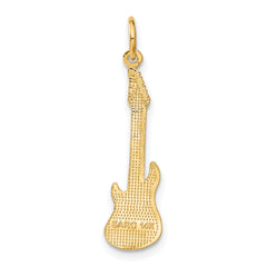 14K Gold Guitar Charm Pendant with Polished Finish for Men