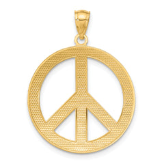 14K Gold Peace Sign Pendant for Men Polished, Solid, Casted Design