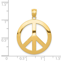 14K Gold Peace Sign Pendant for Men Polished, Solid, Casted Design