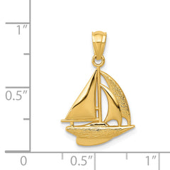 14K Gold Sailboat Pendant for Men Solid Casted Nautical Charm
