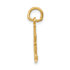 14K Gold I LOVE MUSIC Charm with Polished Finish Elegant, Themed Design