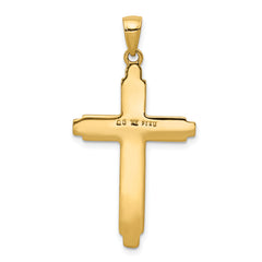 14K Gold Textured Cross Pendant with Flat Back Design Elegant and Solid