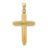 14K Textured Outline Cross Pendant