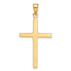 14K Gold Satin Finish Stick Cross Pendant with Solid Casted Design